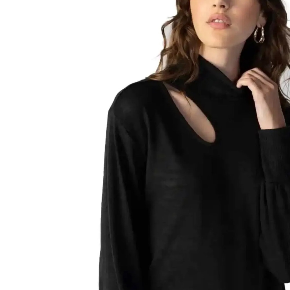 😍Sanctuary Women's Black Cutout Mock Neck Top Black